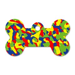 Colorful Rainbow Camouflage Pattern Dog Tag Bone (two Sides) by SpinnyChairDesigns