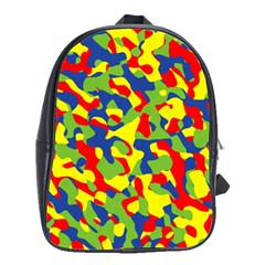 Colorful Rainbow Camouflage Pattern School Bag (large) by SpinnyChairDesigns