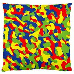 Colorful Rainbow Camouflage Pattern Large Cushion Case (one Side) by SpinnyChairDesigns