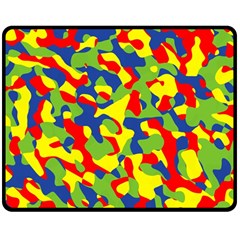 Colorful Rainbow Camouflage Pattern Double Sided Fleece Blanket (medium)  by SpinnyChairDesigns