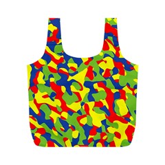 Colorful Rainbow Camouflage Pattern Full Print Recycle Bag (m) by SpinnyChairDesigns