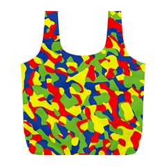 Colorful Rainbow Camouflage Pattern Full Print Recycle Bag (l) by SpinnyChairDesigns