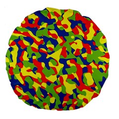 Colorful Rainbow Camouflage Pattern Large 18  Premium Flano Round Cushions by SpinnyChairDesigns