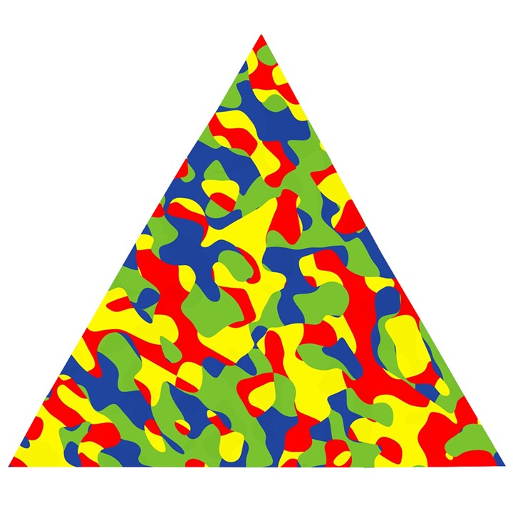 Colorful Rainbow Camouflage Pattern Wooden Puzzle Triangle