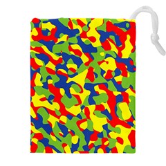 Colorful Rainbow Camouflage Pattern Drawstring Pouch (4xl) by SpinnyChairDesigns