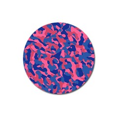 Blue and Pink Camouflage Pattern Magnet 3  (Round)