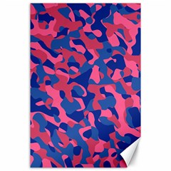 Blue and Pink Camouflage Pattern Canvas 24  x 36 