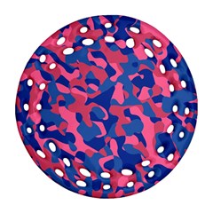 Blue and Pink Camouflage Pattern Ornament (Round Filigree)