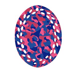 Blue and Pink Camouflage Pattern Ornament (Oval Filigree)