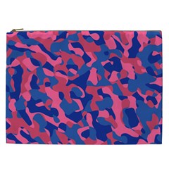 Blue and Pink Camouflage Pattern Cosmetic Bag (XXL)