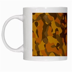 Brown And Orange Camouflage White Mugs by SpinnyChairDesigns