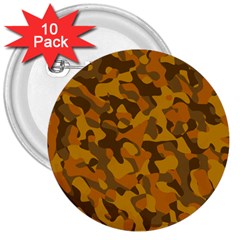 Brown And Orange Camouflage 3  Buttons (10 Pack)  by SpinnyChairDesigns