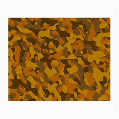 Brown And Orange Camouflage Small Glasses Cloth by SpinnyChairDesigns