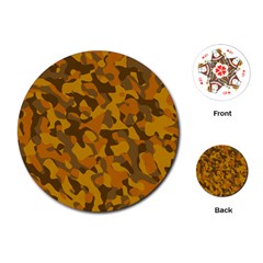 Brown And Orange Camouflage Playing Cards Single Design (round) by SpinnyChairDesigns