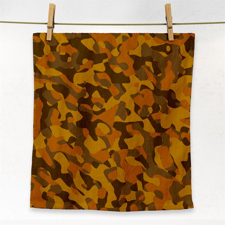 Brown and Orange Camouflage Face Towel