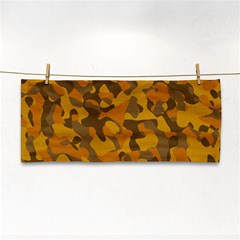 Brown And Orange Camouflage Hand Towel by SpinnyChairDesigns