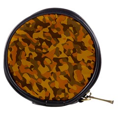 Brown And Orange Camouflage Mini Makeup Bag by SpinnyChairDesigns