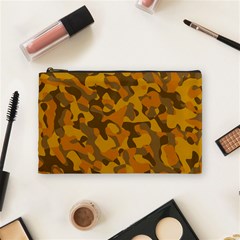 Brown And Orange Camouflage Cosmetic Bag (medium) by SpinnyChairDesigns