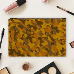 Brown And Orange Camouflage Cosmetic Bag (large) by SpinnyChairDesigns