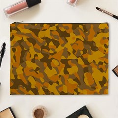 Brown And Orange Camouflage Cosmetic Bag (xl) by SpinnyChairDesigns