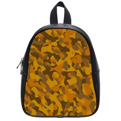 Brown And Orange Camouflage School Bag (small) by SpinnyChairDesigns