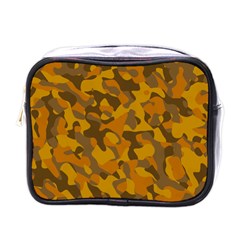 Brown And Orange Camouflage Mini Toiletries Bag (one Side) by SpinnyChairDesigns