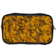 Brown And Orange Camouflage Toiletries Bag (one Side) by SpinnyChairDesigns