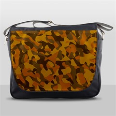 Brown And Orange Camouflage Messenger Bag by SpinnyChairDesigns