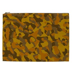 Brown And Orange Camouflage Cosmetic Bag (xxl) by SpinnyChairDesigns