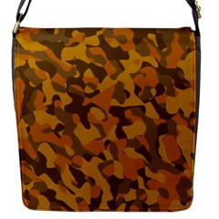 Brown And Orange Camouflage Flap Closure Messenger Bag (s) by SpinnyChairDesigns