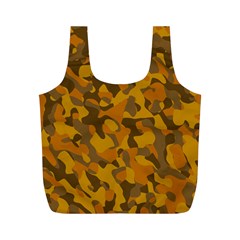 Brown And Orange Camouflage Full Print Recycle Bag (m) by SpinnyChairDesigns