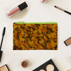 Brown And Orange Camouflage Cosmetic Bag (xs) by SpinnyChairDesigns