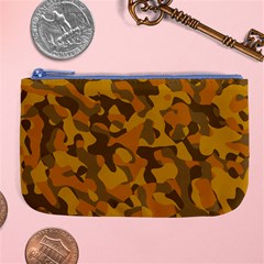 Brown And Orange Camouflage Large Coin Purse by SpinnyChairDesigns