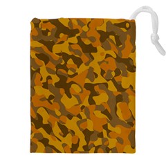 Brown And Orange Camouflage Drawstring Pouch (4xl) by SpinnyChairDesigns