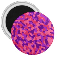 Pink And Purple Camouflage 3  Magnets by SpinnyChairDesigns