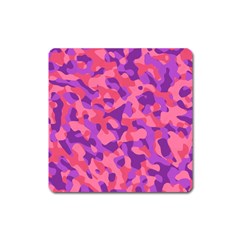 Pink And Purple Camouflage Square Magnet by SpinnyChairDesigns