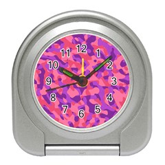 Pink And Purple Camouflage Travel Alarm Clock by SpinnyChairDesigns