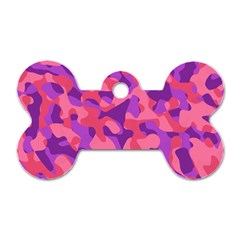 Pink And Purple Camouflage Dog Tag Bone (two Sides) by SpinnyChairDesigns