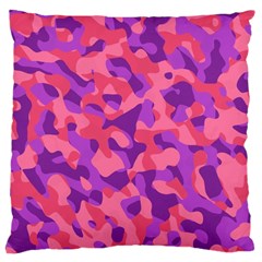 Pink And Purple Camouflage Large Cushion Case (two Sides) by SpinnyChairDesigns