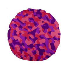 Pink And Purple Camouflage Standard 15  Premium Round Cushions by SpinnyChairDesigns