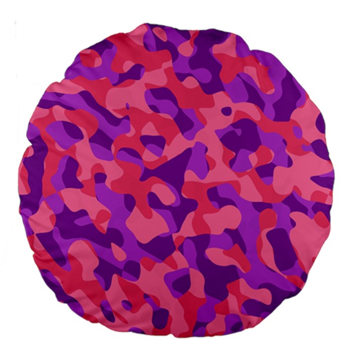 Pink and Purple Camouflage Large 18  Premium Round Cushions