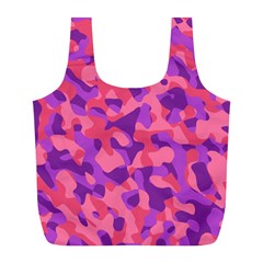 Pink And Purple Camouflage Full Print Recycle Bag (l) by SpinnyChairDesigns