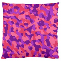 Pink And Purple Camouflage Large Flano Cushion Case (two Sides) by SpinnyChairDesigns