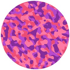 Pink And Purple Camouflage Wooden Puzzle Round by SpinnyChairDesigns