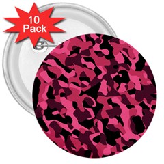 Black And Pink Camouflage Pattern 3  Buttons (10 Pack)  by SpinnyChairDesigns