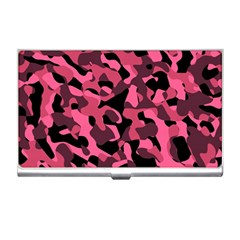 Black And Pink Camouflage Pattern Business Card Holder by SpinnyChairDesigns