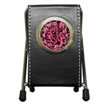 Black and Pink Camouflage Pattern Pen Holder Desk Clock Front