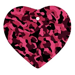 Black And Pink Camouflage Pattern Heart Ornament (two Sides) by SpinnyChairDesigns