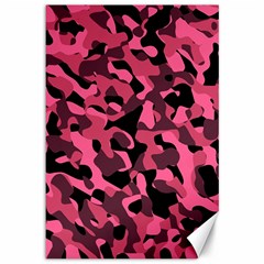 Black And Pink Camouflage Pattern Canvas 12  X 18  by SpinnyChairDesigns