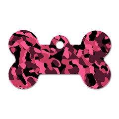 Black And Pink Camouflage Pattern Dog Tag Bone (two Sides) by SpinnyChairDesigns